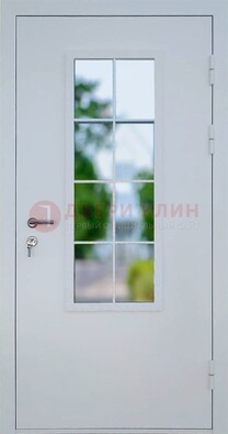 Белая железная дверь порошок со стеклом ДС-31 в Сочи
