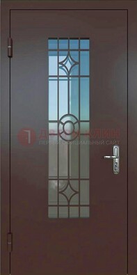 Входная металлическая дверь со стеклом для дома ДС-6 в Сочи