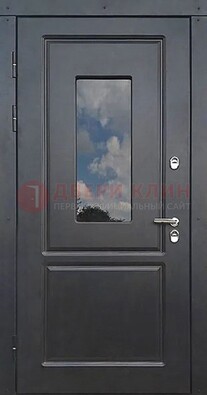 Чёрная металлическая дверь со стеклом ДС-77 в Сочи