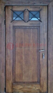 Металлическая дверь с Виноритом со стеклом и ковкой под старину ДСК-209 в Сочи