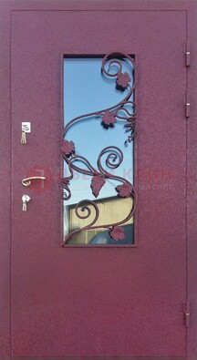Железная дверь Порошок со стеклом и ковкой лозы ДСК-220 в Сочи