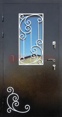 Входная дверь Порошок со стеклом и ковкой ДСК-278 в Электрогорске