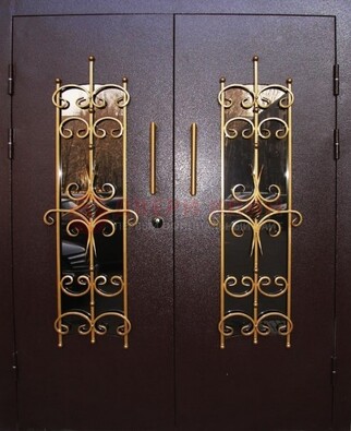 Металлическая дверь с ковкой и остеклением ДСК-49 в Электрогорске