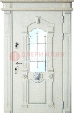Герметичная входная дверь со стеклом и ковкой с украшением ДСК-64 в Сочи