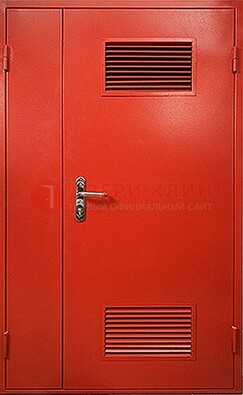 Красная железная техническая дверь с вентиляционными решетками ДТ-4 в Сочи