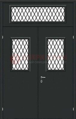 Черная железная тамбурная дверь с декоративными вставками ДТМ-16 в Сочи