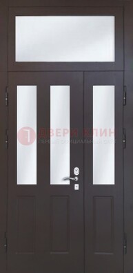 Черная тамбурная дверь со стеклянными вставками ДТМ-38 в Сочи
