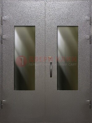 Серая тамбурная дверь со стеклянными вставками ДТМ-8 в Сочи