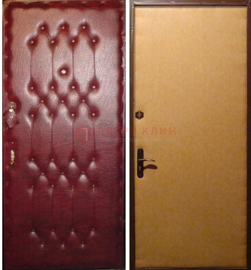 Бордовая металлическая дверь с винилискожей ДВ-1 в Сочи