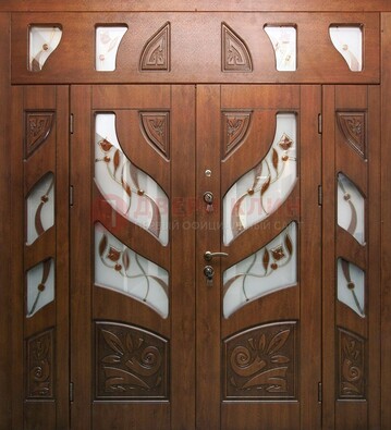 Элитная двухстворчатая дверь с витражным стеклом ДВТ-173 в Сочи