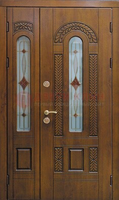 Темная стальная дверь с виноритом и стеклом ДВТ-179 в Сочи