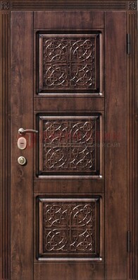 Коричневая стальная дверь с виноритом ДВТ-19 в Сочи