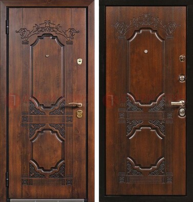 Коричневая железная дверь с виноритом и узором ДВТ-211 в Сочи