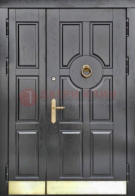 Черная металическая дверь с виноритом для дома ДВТ-241 в Сочи
