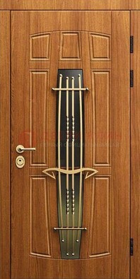 Входная коричневая дверь с терморазрывом и фрезерованной МДФ ДВТ-75 в Сочи