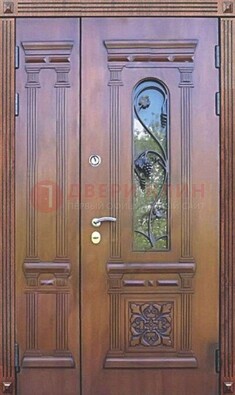 Железная коричневая филенчатая дверь с виноритом и МДФ ДВТ-85 в Сочи