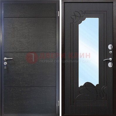 Темная Железная дверь c виноритом и МДФ с зеркалом ДЗ-119 в Сочи