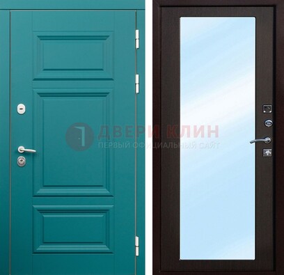 Зеленая входная дверь терморазрыв c виноритом и МДФ с зеркалом ДЗ-122 в Сочи
