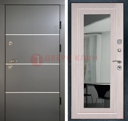Черная металлическая дверь с зеркалом ДЗ-12 в Сочи