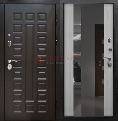 Коричневая металлическая дверь с зеркалом ДЗ-22 в Сочи