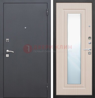 Черная входная дверь с зеркалом МДФ внутри ДЗ-31 в Сочи