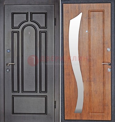 Темная железная дверь с зеркалом ДЗ-35 в Сочи