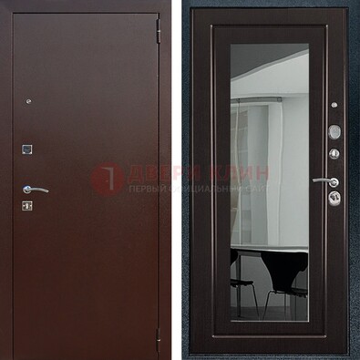 Металлическая дверь с порошковым напылением с МДФ и зеркалом ДЗ-61 в Сочи