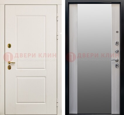 Белая стальная дверь с большим зеркалом ДЗ-73 в Сочи
