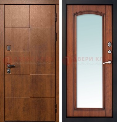 Белая филенчатая дверь с фрезерованной МДФ и зеркалом ДЗ-81 в Сочи