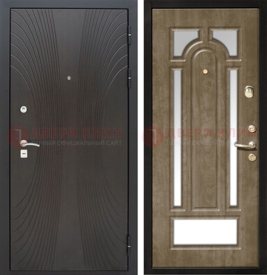 Темная металлическая дверь МДФ с различными зеркальными вставками внутри ДЗ-82 в Сочи
