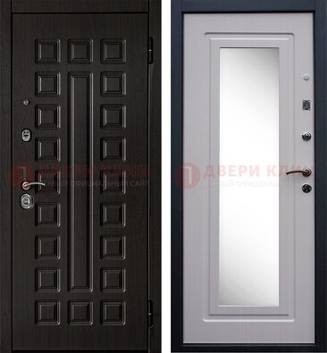 Черная филенчатая металлическая дверь МДФ с зеркалом ДЗ-83 в Сочи