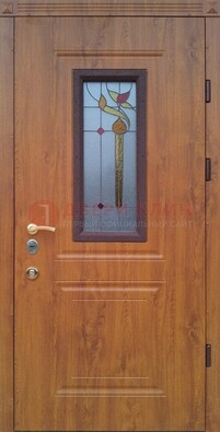 Железная дверь с МДФ и витражом ВЖ-24 в Сочи