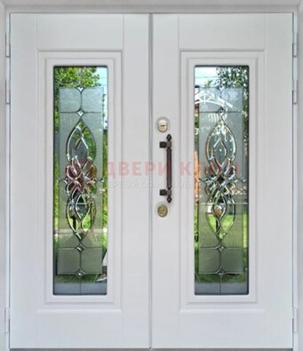 Двухстворчатая железная дверь с витражом ВЖ-7 в Сочи